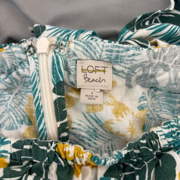 Ann Taylor Loft Beach Linen Blend Hawaiian Dress Sz 4 - Picture 5 of 7